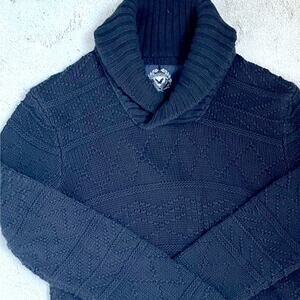 American Eagle Chunk Shawl Collar Sweater Small Old Money Fisherman Preppy Y2K